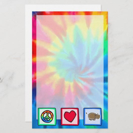 Frieden, Liebe, Flusspferde Briefpapier (Vorne/Hinten)