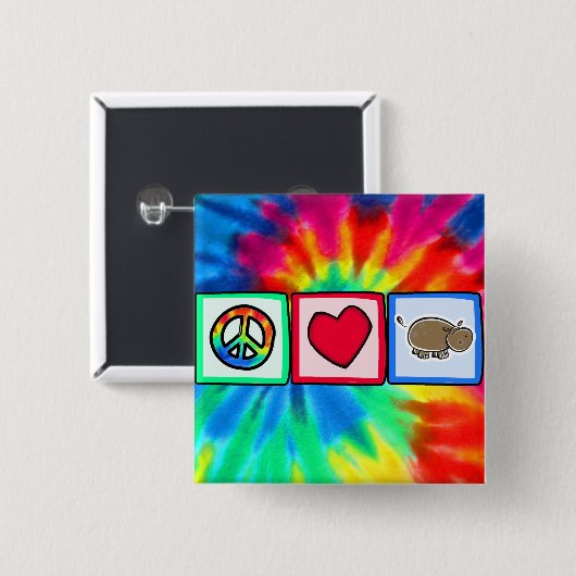 Frieden, Liebe, Flusspferde Button (Vorne & Hinten)