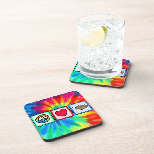 Frieden, Liebe, Flusspferde Getränkeuntersetzer (Rechte Seite)