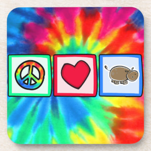 Frieden, Liebe, Flusspferde Getränkeuntersetzer