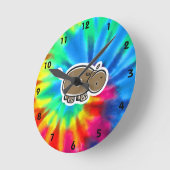 Frieden, Liebe, Flusspferde Runde Wanduhr (Winkel)