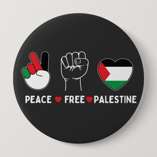 Frieden Liebe Freiheit Palästina Gaza Flagge Button (Vorderseite)
