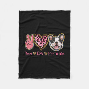 Frieden Liebe Frenchie Spaß Hund Mama Muttertag Fleecedecke