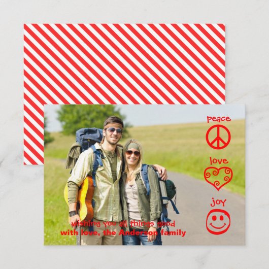 Frieden, Liebe, Freude - 3x5 Weihnachtskarte Einladung (Vorne/Hinten)