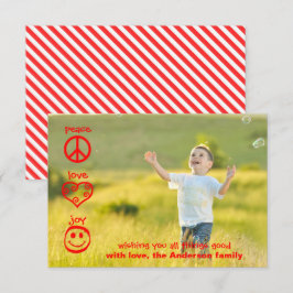 Frieden, Liebe, Freude - 3x5 Weihnachtskarte Einladung