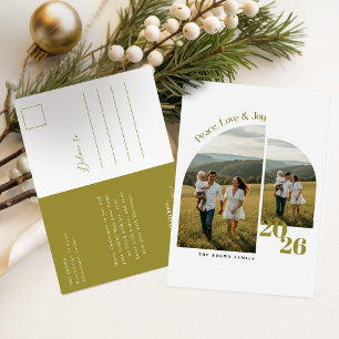 Frieden Liebe & Freude Familienfoto Frohe Weihnach Feiertagspostkarte