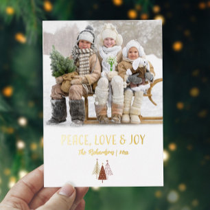 Frieden Liebe Freude Foto Personalisiert Elegant G Folien Feiertagskarte