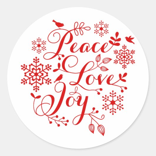 Frieden, Liebe, Freude, frohe Weihnachten Runder Aufkleber (Vorderseite)