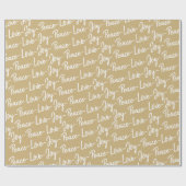 Frieden, Liebe, Freude | Gold und weiße Weihnachte Geschenkpapier (Flach)