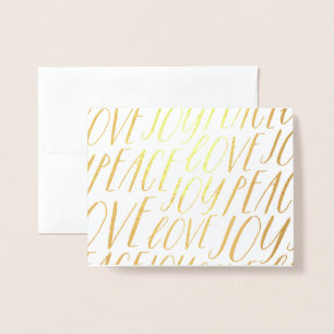 Frieden Liebe Freude Goldfolie Weihnachtsgrußkarte Folienkarte