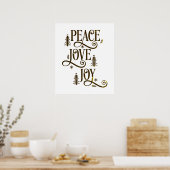 Frieden Liebe Freude in Gold Rustikale Typografie Poster (Küche)
