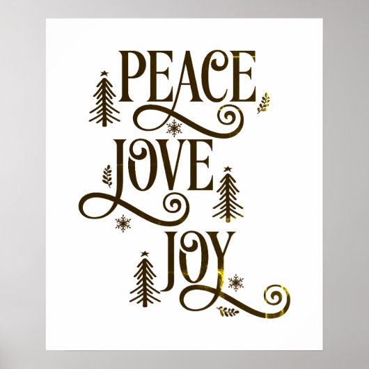 Frieden Liebe Freude in Gold Rustikale Typografie Poster (Vorne)