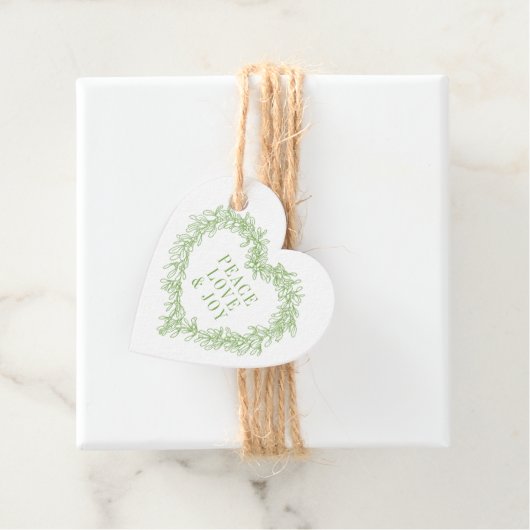 Frieden, Liebe Freude mistletoe Weihnachtsgrün Geschenkanhänger (Beispiel)