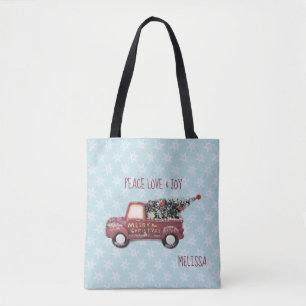 Frieden Liebe & Freude mit rotem Spielzeug-LKW Fro Tasche
