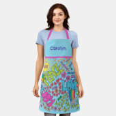 Frieden, Liebe, Freude. Retro 1960er zeichnend, Ih Schürze (Getragen)