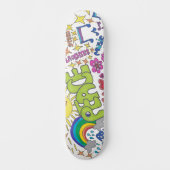 Frieden, Liebe, Freude. Retro-Hippie-Flasche der 6 Skateboard (Vorderseite)