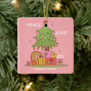 Frieden, Liebe & Freude - Retro-Weihnachtsbaum in Keramikornament