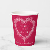 Frieden, Liebe Freude Rote Mistelkuchen Weihnachte Pappbecher (Vorderseite)