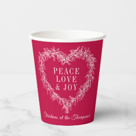 Frieden, Liebe Freude Rote Mistelkuchen Weihnachte Pappbecher