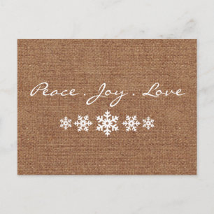 Frieden. Liebe. Freude - Snowflake Holiday Gruß Feiertagspostkarte