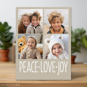 Frieden Liebe Freude Taupe - 4 Foto Collage Feiertagspostkarte
