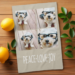 Frieden Liebe Freude Taupe Feiertags-Fotocollage Handtuch