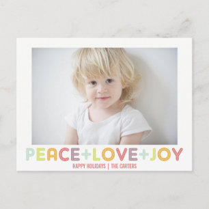 FRIEDEN LIEBE FREUDE TYPOGRAPHIE FEIERTAGE FOTO FEIERTAGSPOSTKARTE