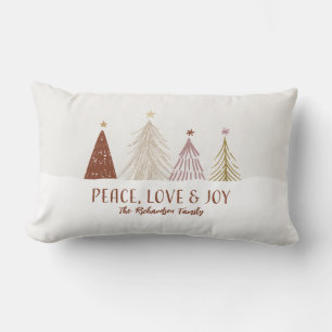 Frieden Liebe & Freude Weihnachtsbäume Feiertagsfa Lendenkissen