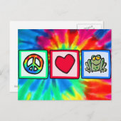 Frieden, Liebe, Frösche Postkarte (Vorne/Hinten)