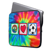 Frieden, Liebe, Fußball Laptopschutzhülle (Vorderseite Links)