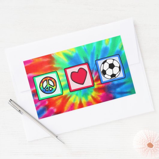 Frieden, Liebe, Fußball Rechteckiger Aufkleber (Umschlag)