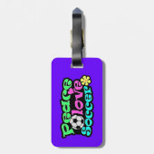 Frieden, Liebe, Fußball; Retro Gepäckanhänger (Rückseite vertikal)