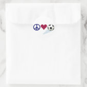 Frieden - Liebe - Fußball Runder Aufkleber (Tasche)
