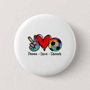 Frieden Liebe Fußball Tie Dye Design Frauen Teenag Button