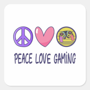 Frieden Liebe Gaming Quadratischer Aufkleber
