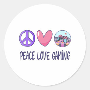 Frieden Liebe Gaming Runder Aufkleber