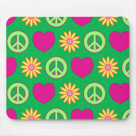 Frieden Liebe Gänseblümchen Mousepad (Vorne)