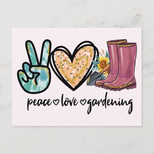 Frieden - Liebe - Garten Postkarte (Vorderseite)