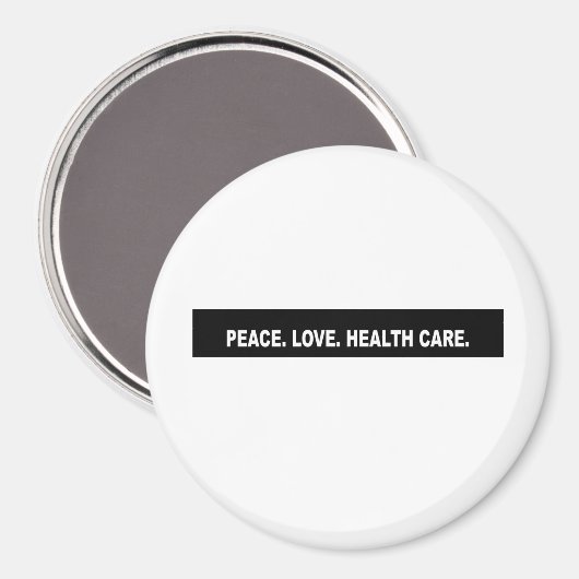 Frieden. Liebe. Gesundheitsfürsorge. Überschrift Magnet (Vorderseite/Rückseite)