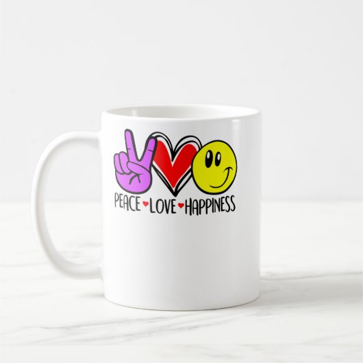 Frieden Liebe Glück Positivität Kaffeetasse (Links)