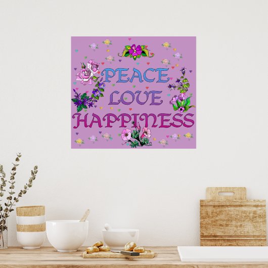 Frieden Liebe Glück Poster (Küche)