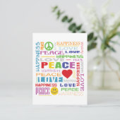 Frieden Liebe Glück Postkarte (Stehend Vorderseite)