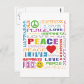 Frieden Liebe Glück Postkarte (Vorne/Hinten)