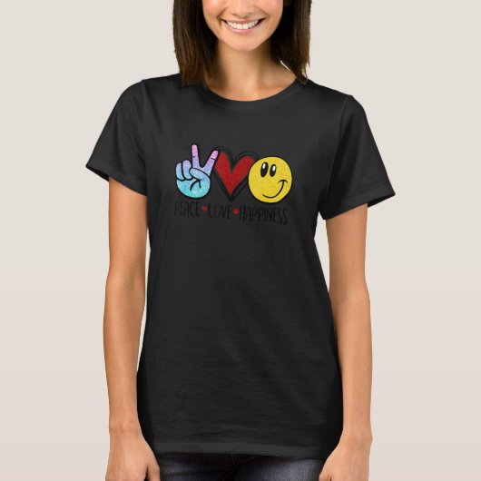 Frieden Liebe Glück T-Shirt (Vorderseite)