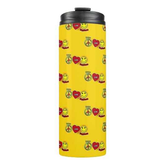 Frieden Liebe Glück Thermosbecher (Vorderseite)