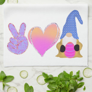 Frieden Liebe Gnom Cute Ostern Pastell Sublimati Geschirrtuch