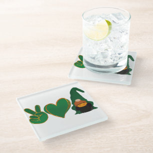 Frieden Liebe Gnom St. Patrick's Day Sublimation Glasuntersetzer