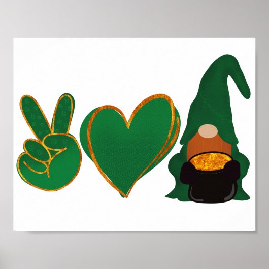 Frieden Liebe Gnom | St. Patrick's Day Sublimation Poster (Vorne)