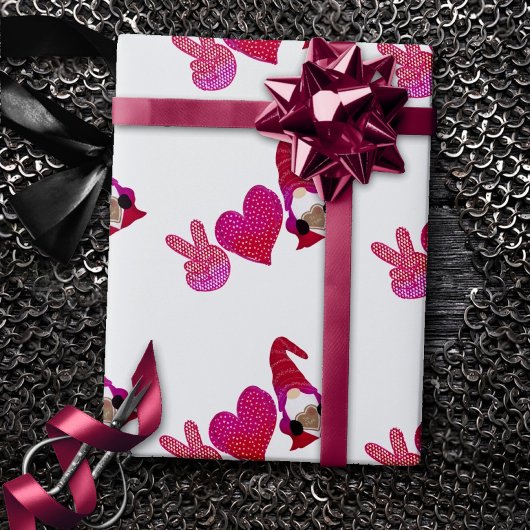 Frieden Liebe Gnom | Valentinstag Sublimation Geschenkpapier
