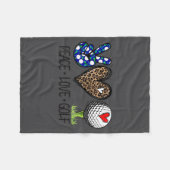 Frieden Liebe Golf Lustiger Leopard Herz Golf Lieb Fleecedecke (Vorderseite (Horizontal))